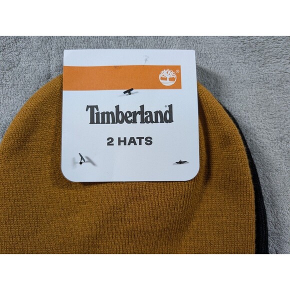 2 Timberland Men’s Beanie Hats Brown Black Knit Toboggan - Picture 5 of 7